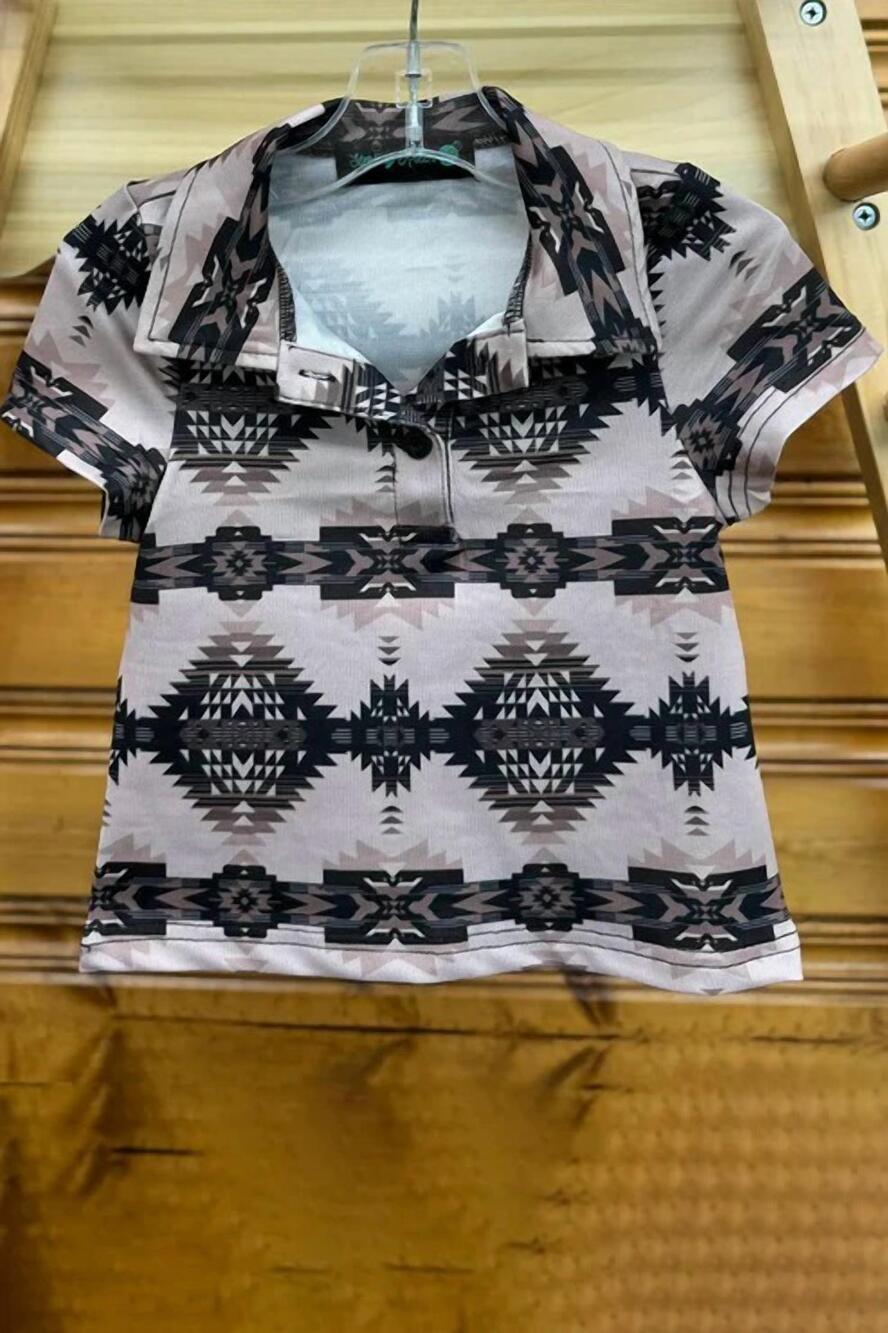NEW STERLING KREEK boy's mini maui island polo shirt in tan/cream